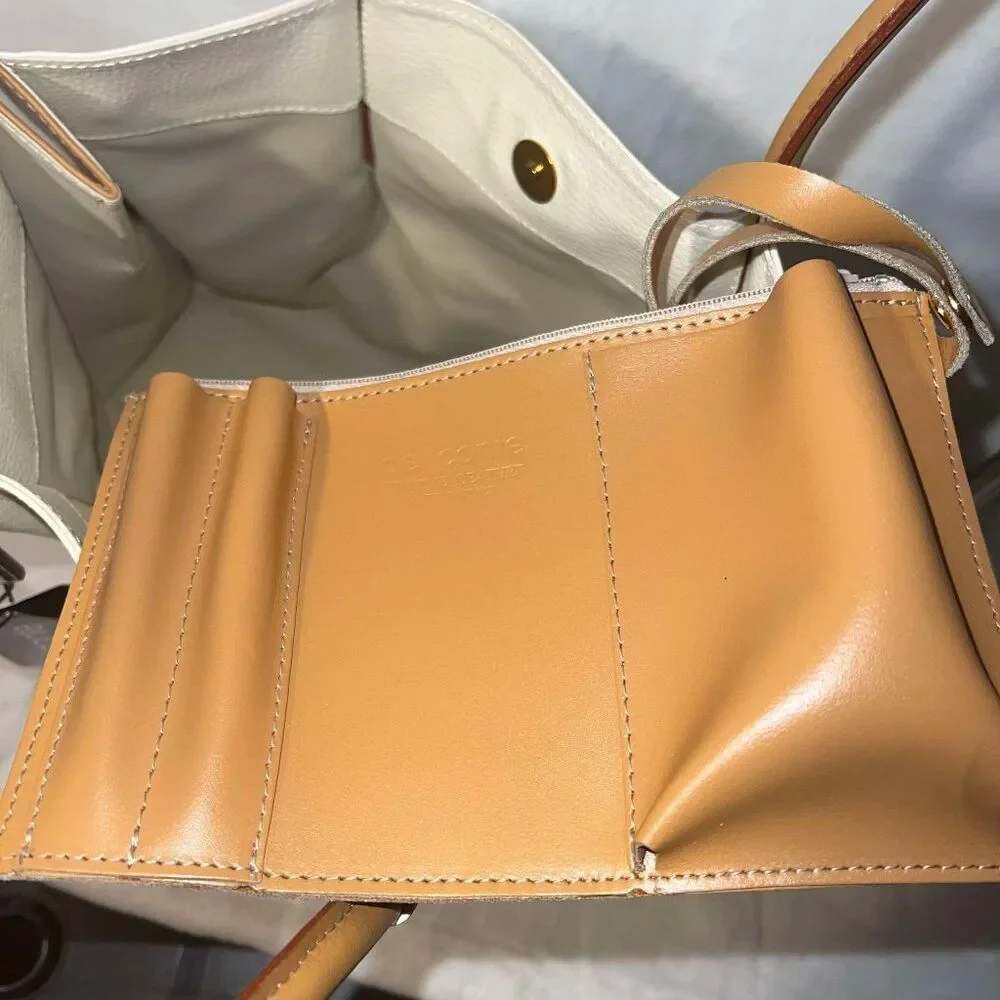 Del Conte Cream/Tan Tote with Small Pouch - NWT - Picture 8 of 11